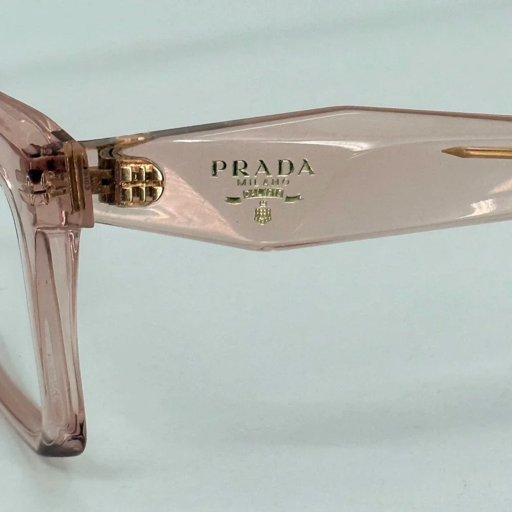 Prada Transparent Peach Pink Acetate Frame Eyeglasses PR AY19 19Q-101